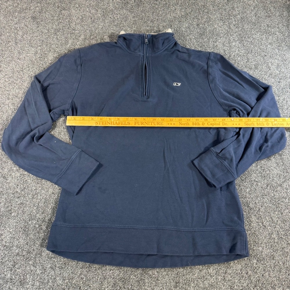 Vineyard Vines Mens Navy Blue 100% Pima Cotton Quarter Zip Pullover Sweater M - Picture 5 of 5